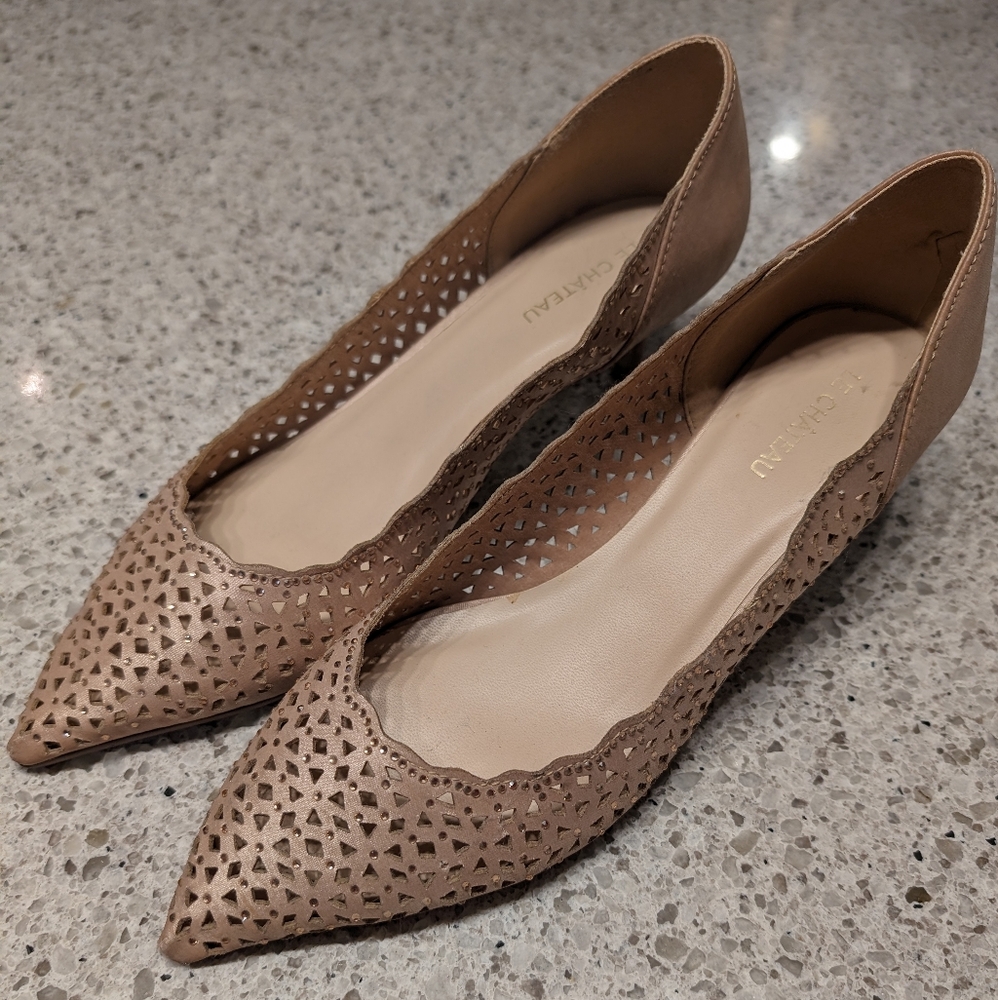 Le Chateau Cutout Pointed Toe Flats in Taupe